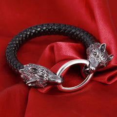 Silver Wolf Head Bracelet