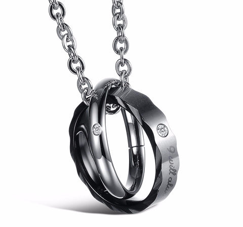 Round Pendant Stainless Steel Couple Necklace